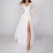 Elegant V-Neck Chiffon Maxi Dress With Flowy Skirt & Long Sleeves – Women's Spring Summer Formal Evening Gown_ecoleips.com