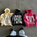 Women's Clothing Sweater Pullover Top Letter Embroidery Hooded Long Sleeve Loose_ecoleips.com