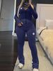 European And American Autumn And Winter New Solid Color Women's Round Neck Long Sleeve Pants Suit_ecoleips.com