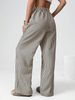 Women's Striped High Waist Wide Leg Casual Trousers Loose Fit Straight Pants With Pockets_ecoleips.com