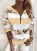 2026 New Eurean And American Women's Clothing Digital Print Zipper V-Neck Loose Casual Sweatshirt Long Sleeve_ecoleips.com