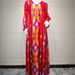 Verve AB396 Muslim Printed Rhinestone V-neck Elegant Sleeve Women's Long Dress Robe_ecoleips.com