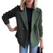 Women's Clothing Blazer Style Casual Wool Blend Coat - Slim Fit Double Breasted Jacket With Notch Lapel, Long Sleeve Office Wear (Khaki, Dark Brown)_ecoleips.com