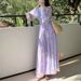New Year's Purple For Spring And Summer Sleeved French Long Style Waist Cinching Dress New Women's Fashion Trend_ecoleips.com