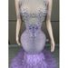 Women's Clothing Diamond Feather Long Skirt Model Catwalk Annual Meeting Purple Heavy Sequins Shiny Diamond Chain Feather Respect_ecoleips.com