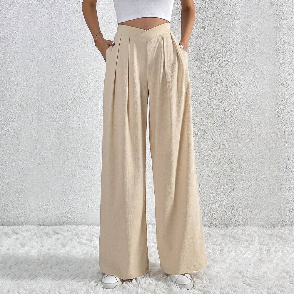 Aria Basics 2026 Autumn Winter New Cross-Border European And American Women's Commuter Style Pleated Casual Wide-Leg Loose_ecoleips.com
