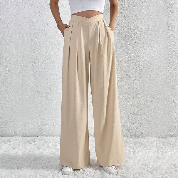Aria Basics 2026 Autumn Winter New Cross-Border European And American Women's Commuter Style Pleated Casual Wide-Leg Loose_ecoleips.com