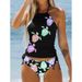 Women's Clothing Printed Halter Neck Tie Back Slimming And Meat Covering Split Women's Swimsuit Swimsuit_ecoleips.com