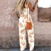 Women's Clothing Summer Suspenders Plant Contrasting Color Prints Casual Temperament Commuting Wide Leg Jumpsuit_ecoleips.com
