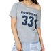 Summer New Printed Numeric Alphabet Diagonal Collar Top Short-sleeved T-shirt Women_ecoleips.com