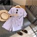 Smiley Face Print Women's Sportswear Set Short Sleeved Top And Shorts Slim Fit Korean Style Casual Two Piece Outfit For Students_ecoleips.com