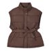 Women's Quilted Vest Winter Stand Collar Loose Fit Thickened Waist-Cinching Puffer Sleeveless Jacket (Black, White, Khaki, Coffee, Angora Red)_ecoleips.com