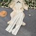 Chic V-Neck Knit Camisole High-Waist Wide-Leg Pant Two-Piece Set Elegant Wide Cuff Trousers Outfit for Women_ecoleips.com
