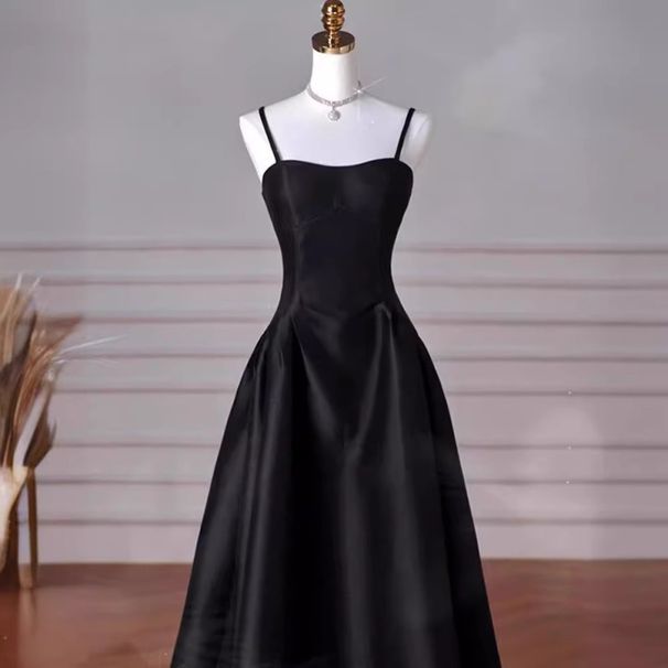 Women's Clothing Light Luxury Dress New Black Sling Slim Dress Student Art Exam Banquet Evening Dress_ecoleips.com