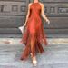 Tassel High Waisted Slim Women's Banquet Dress Sexy Hanging Neck Hollow Solid Long Dress Fashion Sleeveless Cocktail Party Dress_ecoleips.com