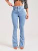 K New Slim Fit Elastic Fashionable Light Colored Bell Bottom Pants For Women Jeans_ecoleips.com