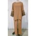 2025 Muslim Autumn New Women's Embroidered Round Neck Shirt And Wide Leg Pants Set_ecoleips.com