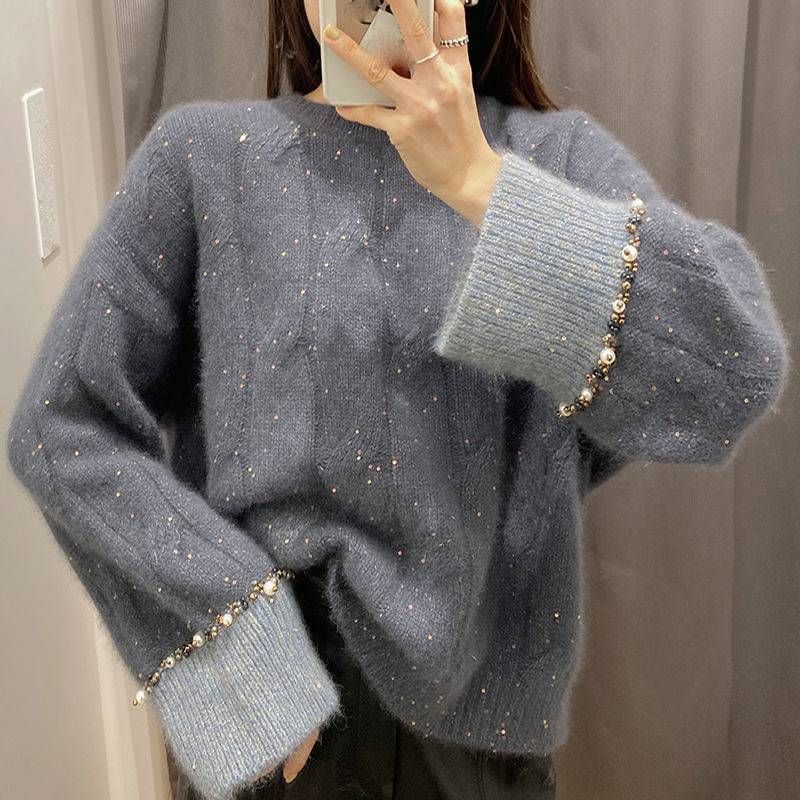Women's Clothing Coat Spring And Autumn Sweater Loose Outer Wear Lazy Style Thick Pullover Sweater_ecoleips.com
