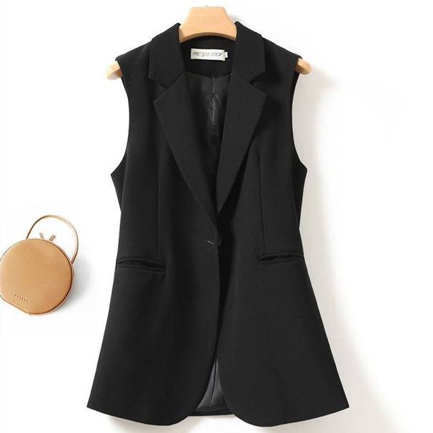 Women's Clothing Back Slit Suit Vest Spring And Autumn Small Sleeveless Outerwear Vest_ecoleips.com