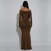 Off-Shoulder Bodycon Mermaid Dress – Slim Fit Long Sleeve Elegant Evening Gown (S-XXL, Black & Coffee, Sexy Office To Party Dress For Women)_ecoleips.com