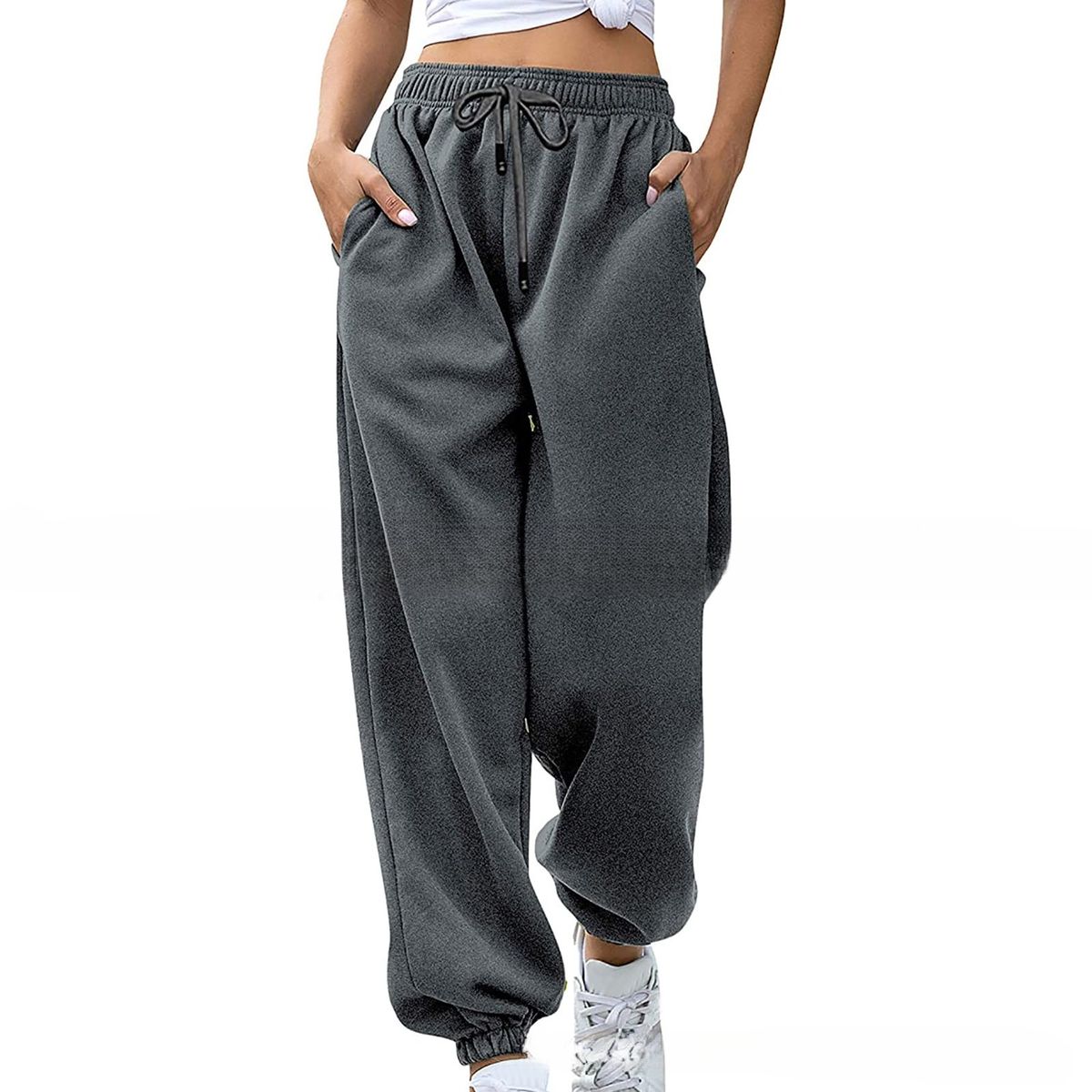 High Waisted Sweatshirt Women's Harem Sports Pants With Pockets 5 Sizes Available Casual Loose Fit Polyester_ecoleips.com