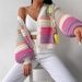 Women's Clothing Rainbow Striped Lantern Sleeves_ecoleips.com