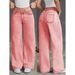 Women's Clothing Loose Trendy Versatile Summer Jeans England Fashion Denim Solid Color Regular Size Polyester_ecoleips.com