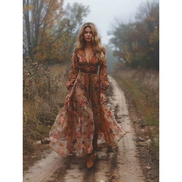 Women's Clothing Printed Ethnic Holiday Beach Dress_ecoleips.com