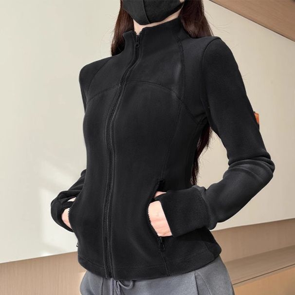 Women's Clothing Slim Fit Plus Velvet Inner Wear Yoga Wear Polar Fleece Jacket Women New Autumn And Winter Fleece Sweatshirt Sports Top_ecoleips.com