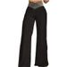 Women's Clothing Ladies Solid Color Fashion Hollow Hot Diamond Mid Waist Casual Wide Leg Pants Trousers_ecoleips.com