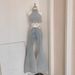 High Waisted Denim Two Piece Set Rhinestone Embellished American Style Spring Autumn Heavy Duty Women's Clothing_ecoleips.com