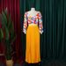 Women's Clothing women's summer new fashion V neck printed top pleated long skirt two piece suit_ecoleips.com