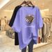Women's Loose Fit Short Sleeve T-Shirt Plus Size Casual Printed Tummy Concealing Summer Top New Style_ecoleips.com