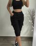 Women’s Clothing tropical slim solid color casual patch pocket lace up elastic waist cropped pants_ecoleips.com