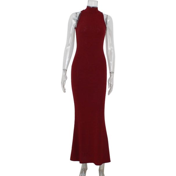 Women's Clothing Fashion Sexy Banquet Red Carpet Dress Temperament Halter Neck Hip Fishtail Long Skirt Dress_ecoleips.com