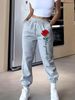 Women's Clothing Women's High-Waisted Elastic Jogging Pants Red Rose Print Loose Fit Long Sweatpants For Formal & Casual For Women_ecoleips.com