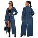 "Stylish Long Sleeve Denim Duster Coat With Pockets - Oversized Open Front Jacket For Women, Streetwear Fashion, S/M/L/XL/2XL"_ecoleips.com