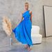 Women's Clothing Spring And Summer Elegant Pleated Dress Skirt One Shoulder Waist Hollow Dress_ecoleips.com