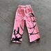 Women's High Street Y2K Dark Anime Print Loose Fitting Drawstring Elastic Casual Trousers Sweatpants European Style_ecoleips.com