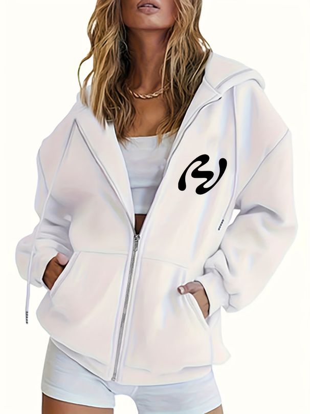 Women's Printed Cardigan Hooded Zip Up Long Sleeve Comfortable Stylish Loose Fitting Outerwear For Autumn Winter_ecoleips.com
