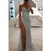 Long Dress European And American New Party Fashion Suspender Dress INS Loose Casual Split-ended Women's Dress_ecoleips.com