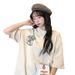 New Korean Style Women's T-Shirt Loose Short Sleeve Printed Summer Base Layer Plus Size Trendy INS Style Spring Outfit Inner Wear_ecoleips.com