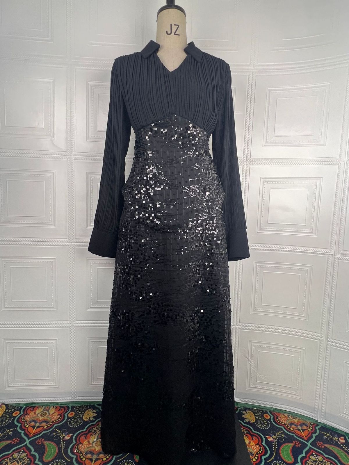Spring 2026 Elegant French Fishtail Dress with Heavy Sequin And Bead Embroidery Patchwork European American Style Cross Border Women's Dress_ecoleips.com