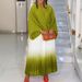 Women's Clothing Plus Size Women's Spring New Fashion Strap Bat Sleeve Top Gradient Color Skirt Two Piece Set_ecoleips.com