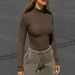 Bestseller 2026 Ribbed Half-Turtleneck Long-Sleeve T-Shirt For Women, Slim Fit, Straight Shoulder, Sexy Knit Base_ecoleips.com