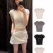 American Style Girl Slim Fit Sleeve Round Neck T-Shirt For Women 2024 Summer New Pure Desire Sweet Spicy Regular_ecoleips.com
