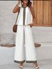 Women's Clothing New Loose Casual Sleeveless Round Neck Top Loose Straight Wide Leg Pants_ecoleips.com