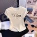 Women's American Style Pleated Short Sleeve T-Shirt Cotton Inner Layer Summer Base Layer Top European Popular Style_ecoleips.com