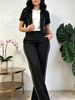 Summer Women's 3-Piece Set Sleeveless Top Jacket Pants Casual Outfit Chic Loungewear_ecoleips.com