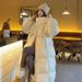 Women's Long Padded Coat Winter Warm Loose Fit Polyester Cotton Blend Jacket With Polo Collar, Plus Size Available In Beige, Black, Brown, Khaki_ecoleips.com